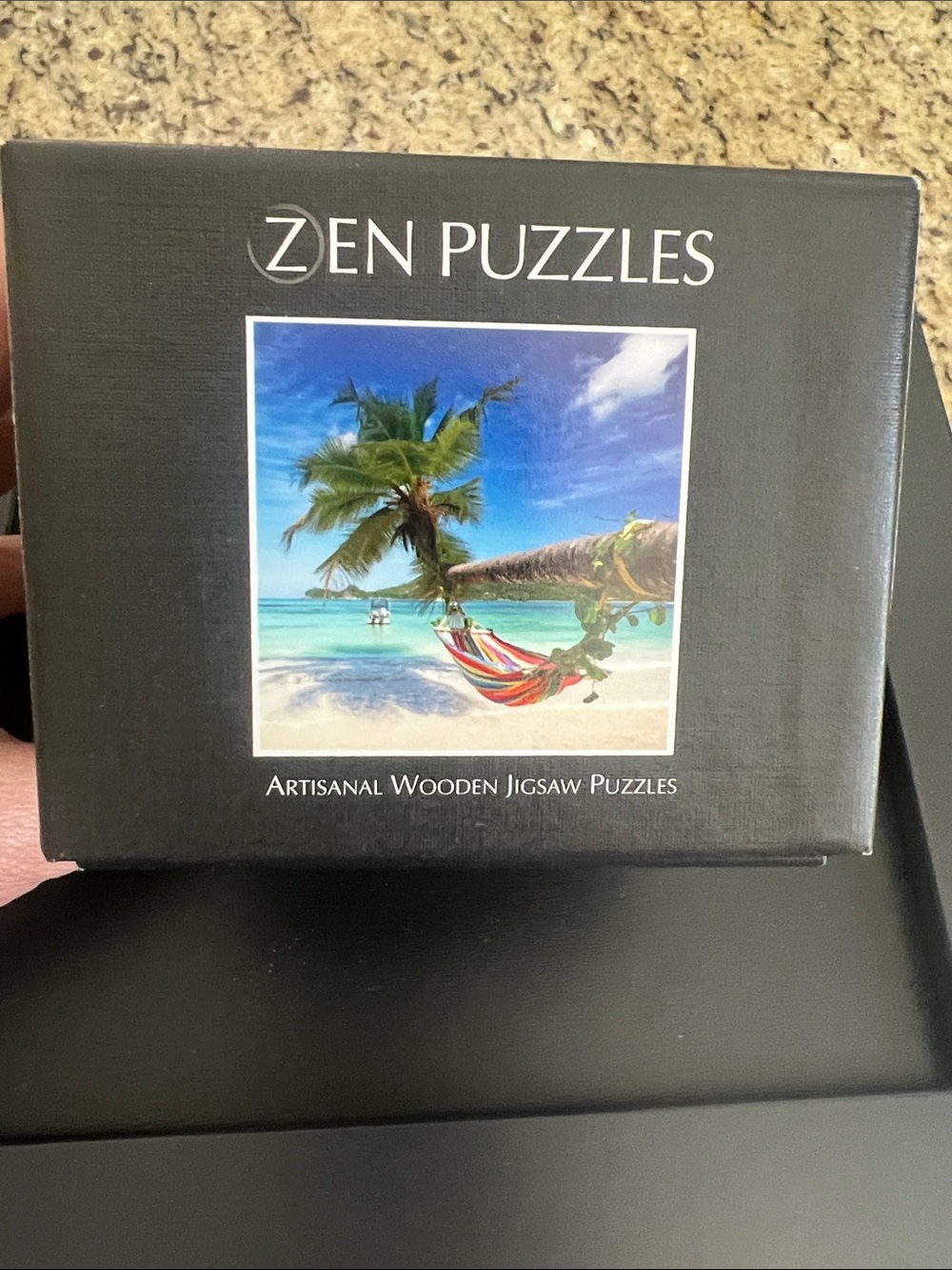 Beach Hammock Artisanal Wooden Jigsaw Puzzle - Black